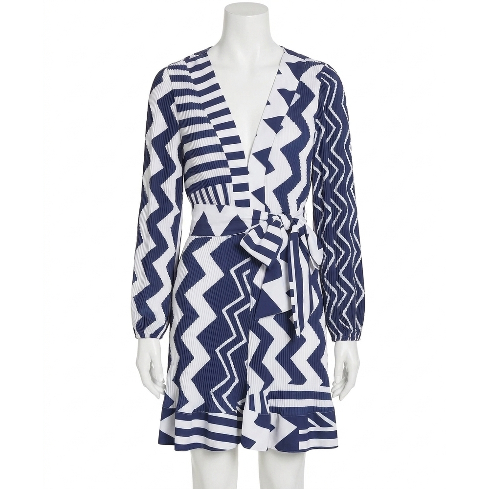 NEW MILLY women's liv patchwork chevron pleated dress